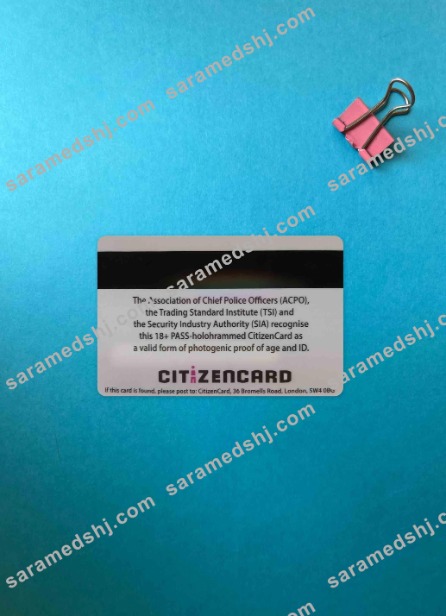 United Kingdom Pass CitizenCard (proof of age card) photolook BACK
